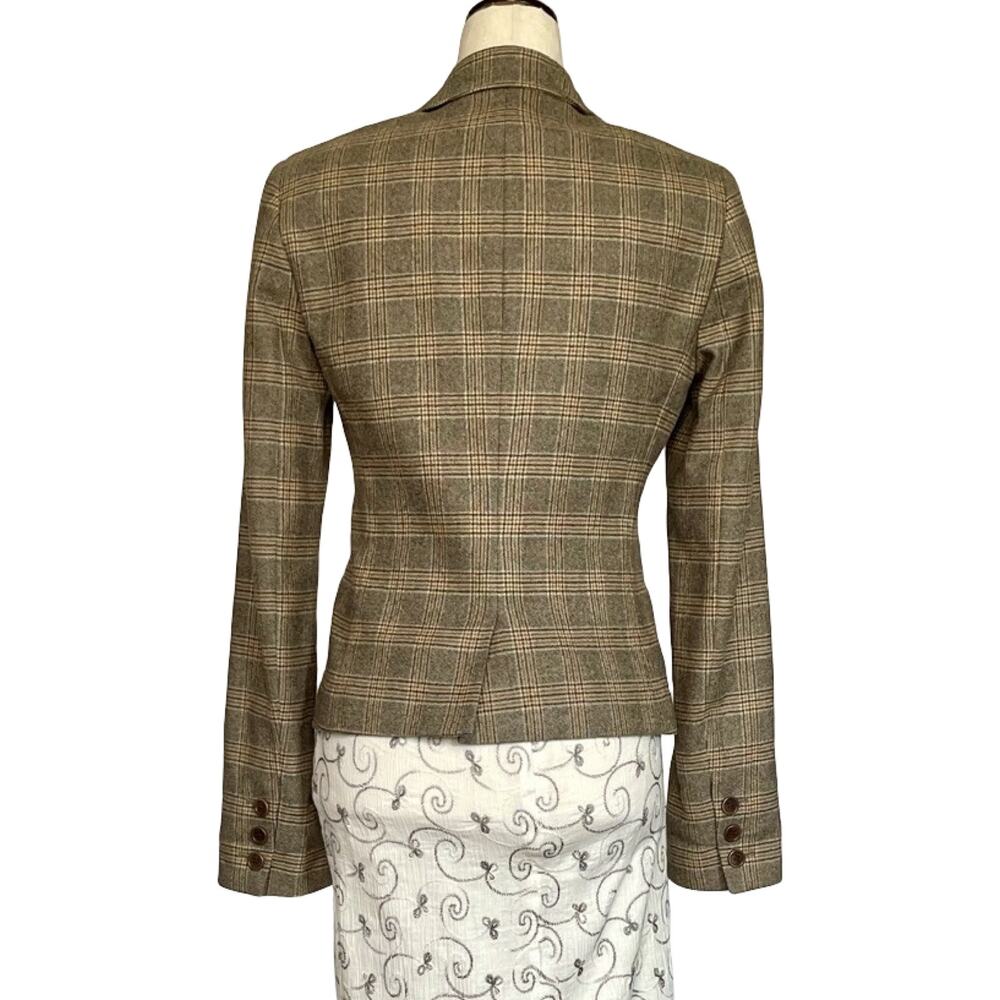 Theory Wool Plaid Blazer Jacket Size 6 | Cropped Preppy Y2K Fall - Picture 4 of 12